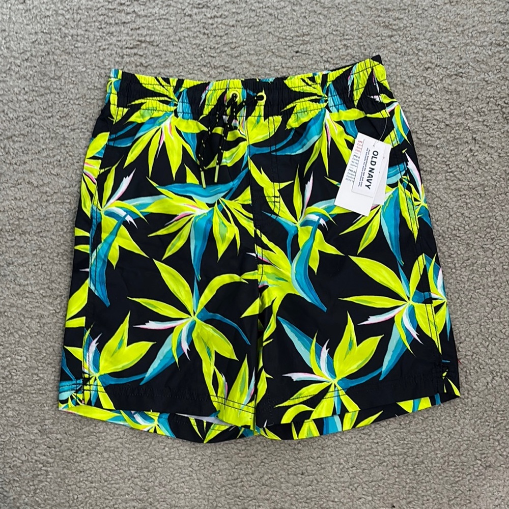Old Navy Neon Leaf Print Swim Shorts